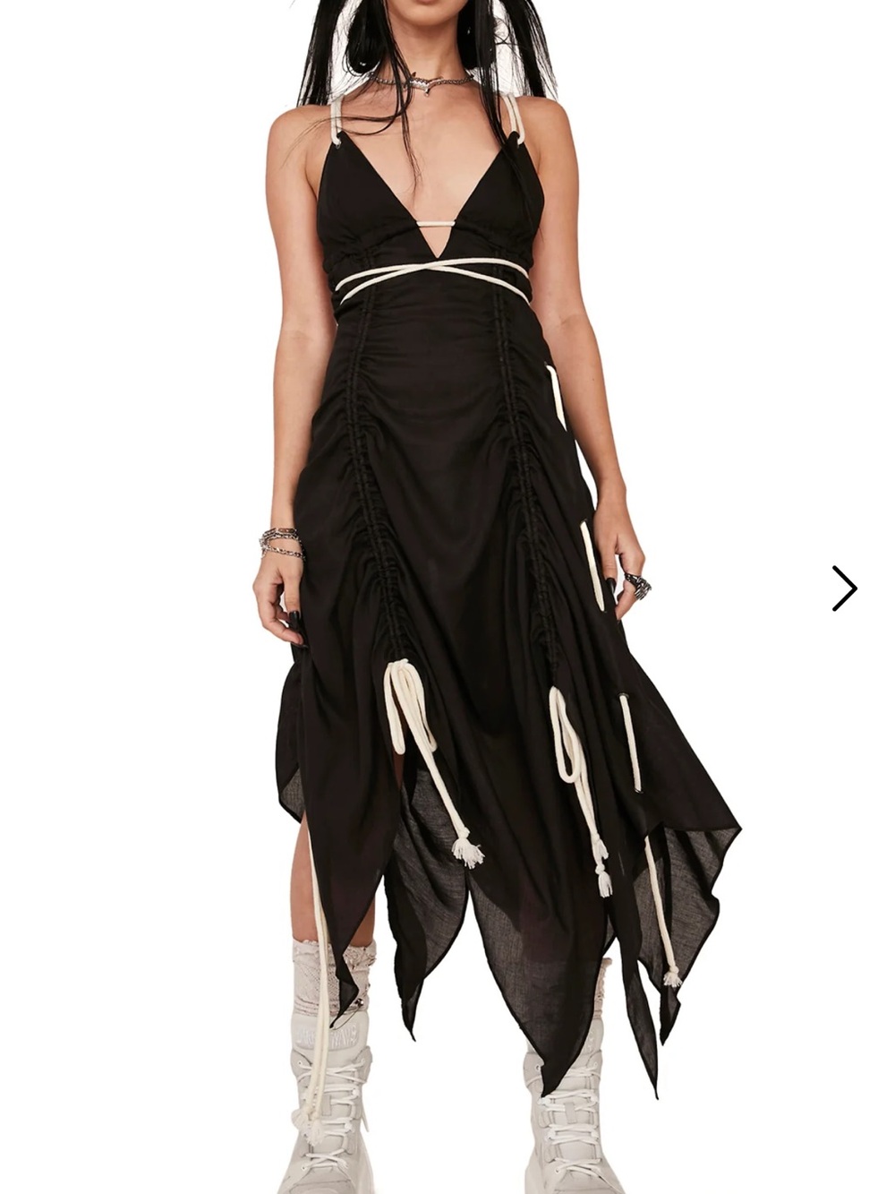 Distortion Rope Lace- Up Midi Sundress